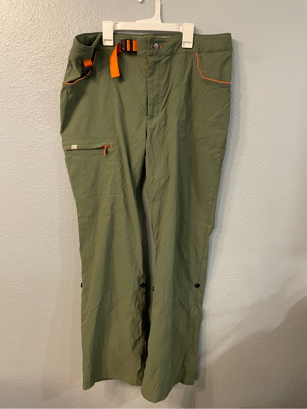 Women’s Olive Green Lightweight Outdoor Pants with Orange Accent